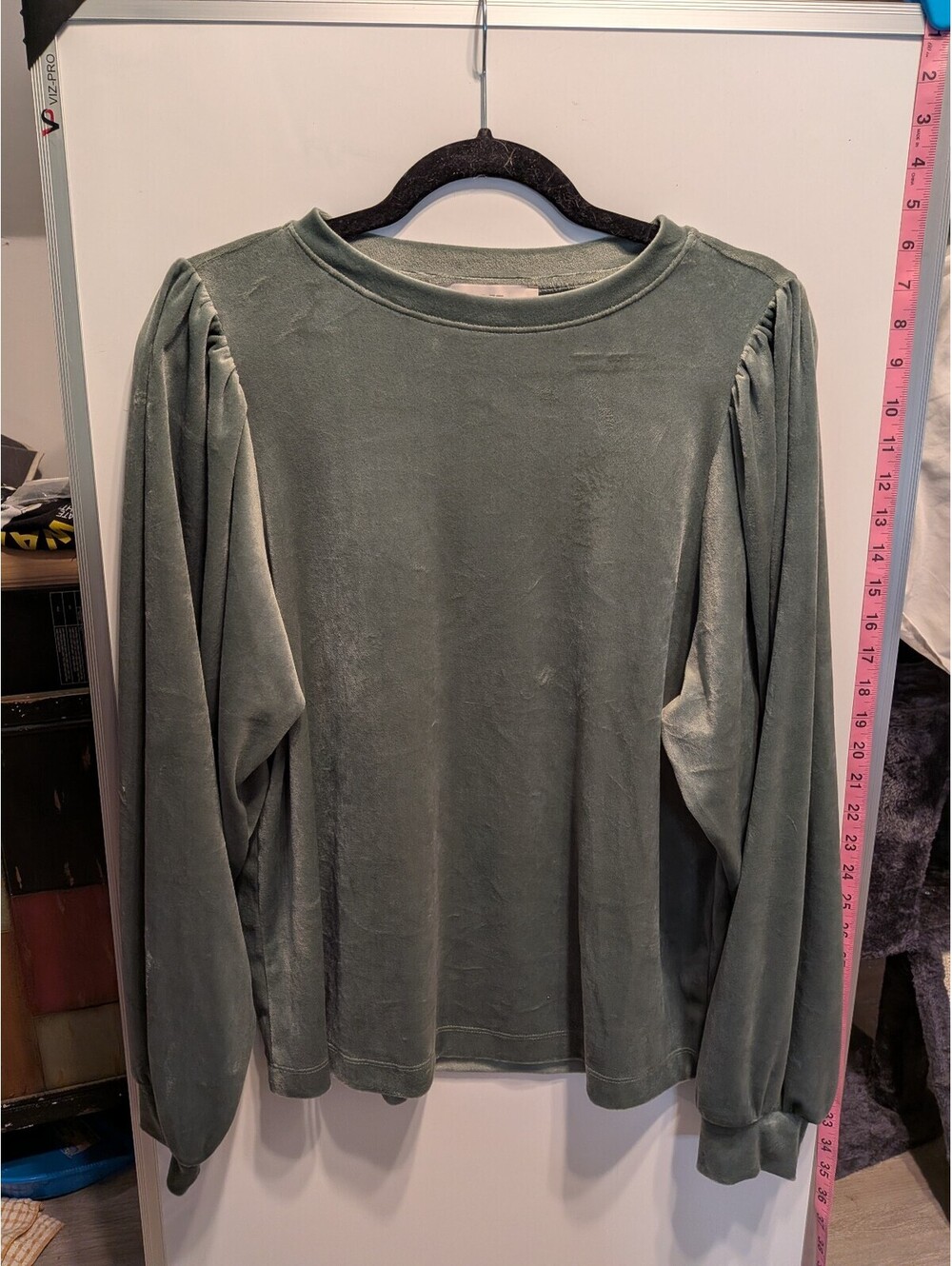 LOFT Velour Puff Sleeve Top - Size Large